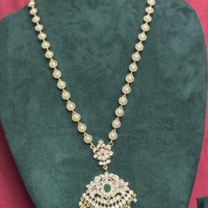 Pure Panchaloham Beautiful Green Stone Pearl Necklace