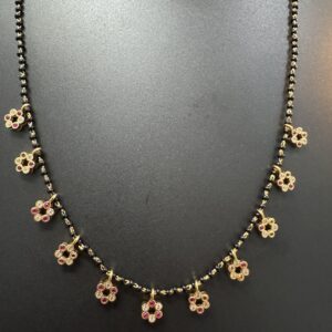 Pure Panchaloham pink white stone droplets Black beads -1