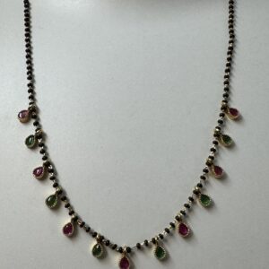 Pure Panchaloham Black beads with pink green droplets