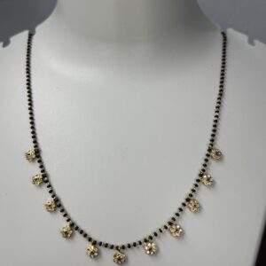 Pure Panchaloham pink white stone droplets Black beads -3
