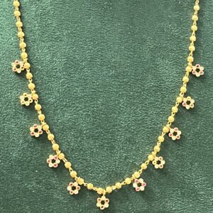 Pure Panchaloha Polished Designer Pink White Stone Chain -1