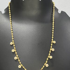 Pure Panchaloha Polished Designer Pink White Stone Chain-2