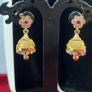 Panchaloham Stone Butta Hanging Earrings-3