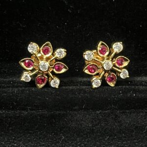 Pure Panchaloham Pink White stone Diamond Imitation Earrings-3