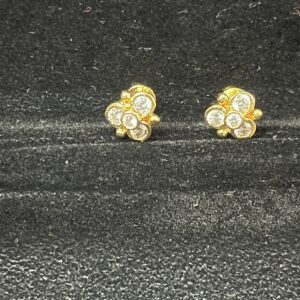 Panchaloham Diamond Imitation white Stone Small Studs Cum Earrings-3