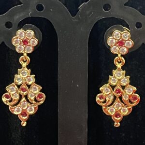 Pure Panchaloham Red White stone Earrings-3
