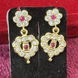 Pure Panchaloham Red White stone Earrings-2