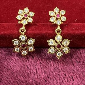 Pure Panchaloham Red White stone Earrings-1