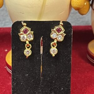 Pure Panchaloham White Pink Stone small Earrings-1
