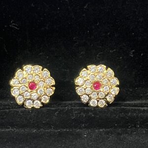 Pure Panchaloham Classic Vintage Pink White Stone Earrings-2