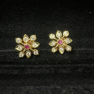 Pure Panchaloham Pink White stone Diamond Imitation Earrings-2