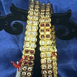 Pure Panchaloham red and white stone bangles
