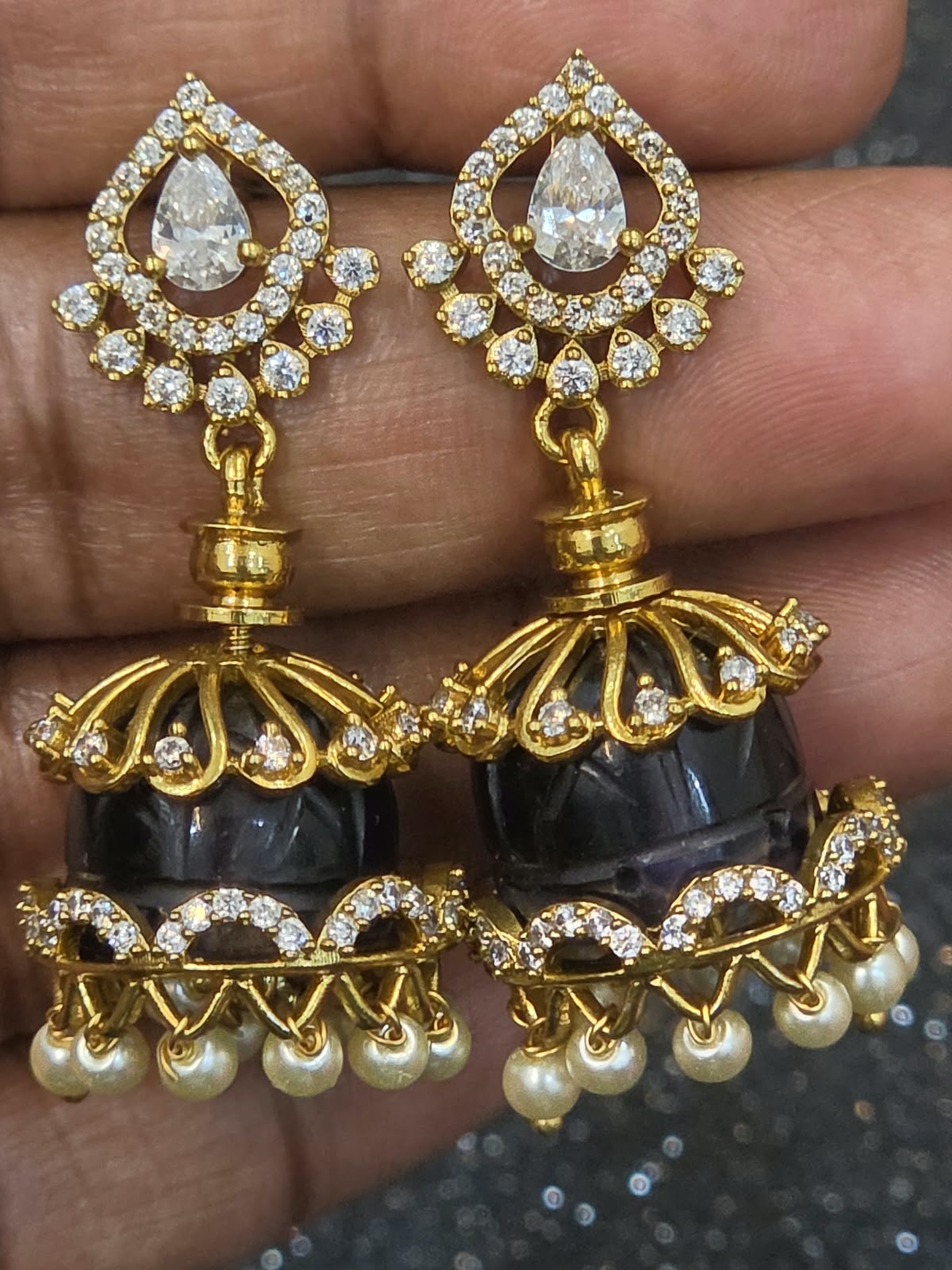 Premium Micro-Gold Plated Multi-Colour Jhumkas - Image 3