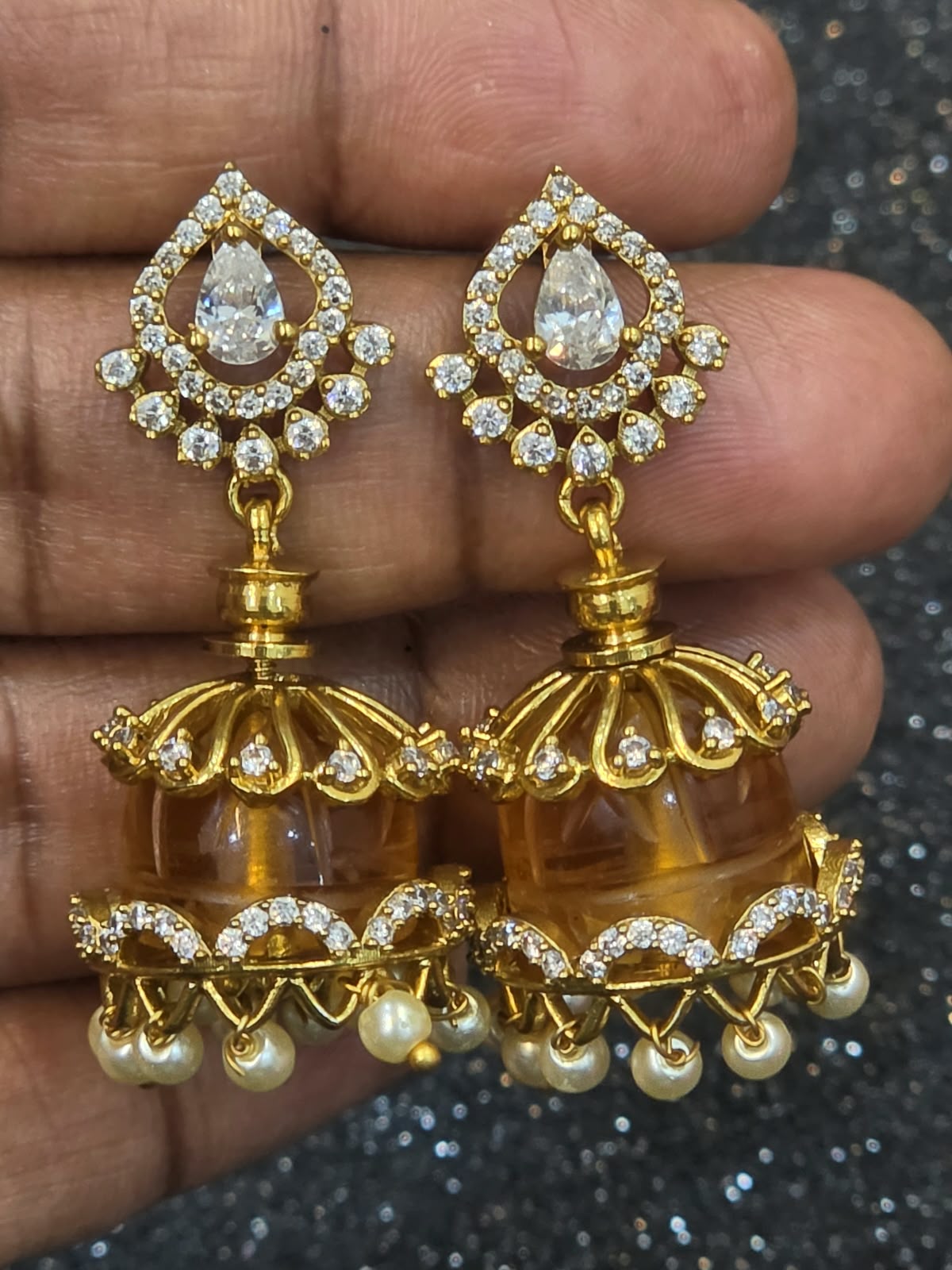 Premium Micro-Gold Plated Multi-Colour Jhumkas - Image 5