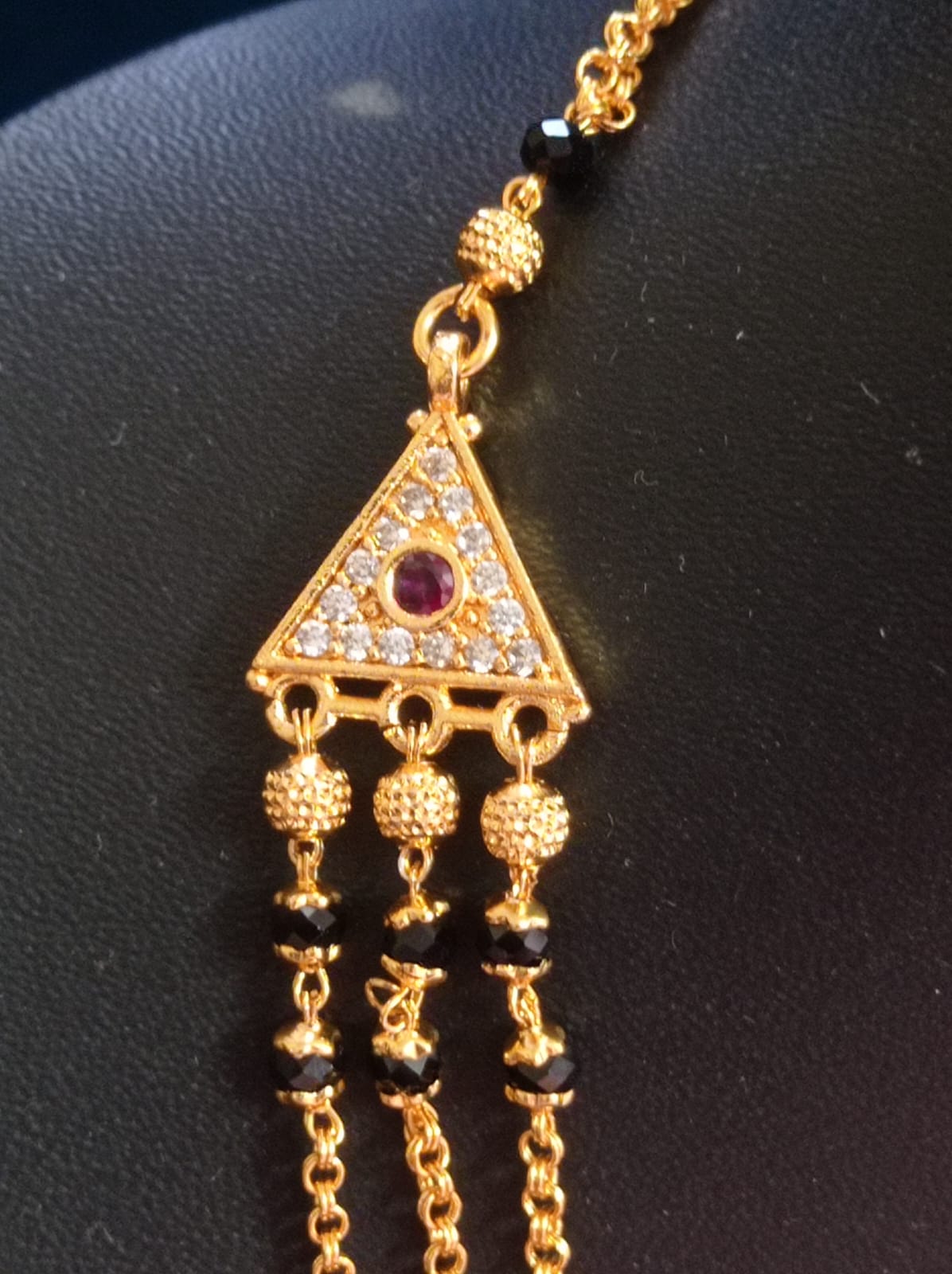 Pure Panchaloham Three-Layer Black Beads Chain - Image 2
