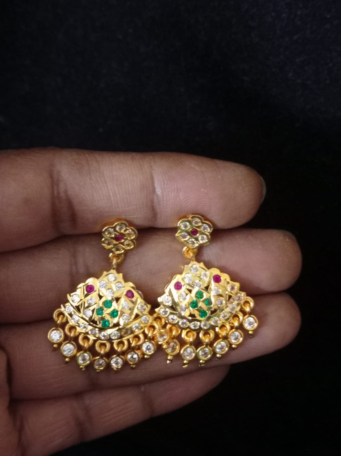 Pure Panchaloham Haram Set with Earrings - Image 2
